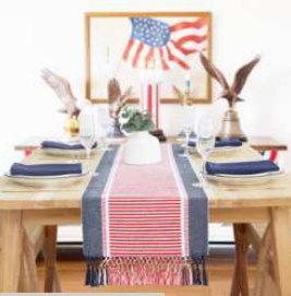 Table Runner · Ribbed Stripe — Red/Blue/White