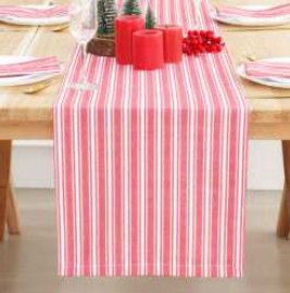 Table Runner · Ribbed Stripe — Red And White