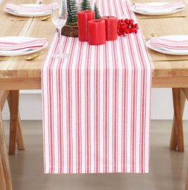 Table Runner · Ribbed Stripe — White And Red