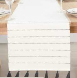Dobby Stripe Ribbed Runner — Grey/Half White