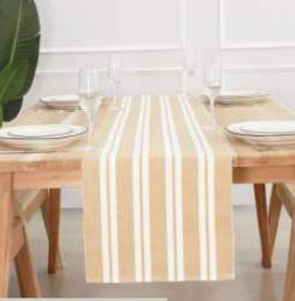 Dobby Stripe Ribbed Runner — Beige/Half.White