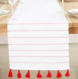 Dobby Stripe Ribbed Runner — Red/White