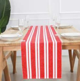 Dobby Stripe Ribbed Runner — Red/White