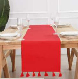 Solid Ribbed Runner — Red