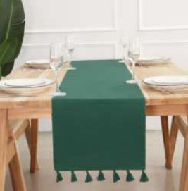 Solid Ribbed Runner — Forest Green