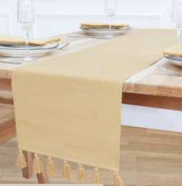 Solid Ribbed Runner — Beige