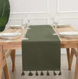 Solid Ribbed Runner — Olive Green
