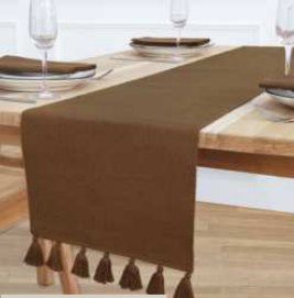 Solid Ribbed Runner — Nutbrown