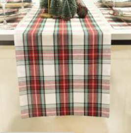 Tartan Plaid Christmas Runner — Red And White