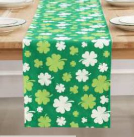 Printed Table Runner · St Patrick’s — Multi Green Shamrock