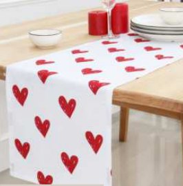 Printed Table Runner · St Patrick’s — White / Red Heart