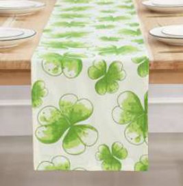 Printed Table Runner · St Patrick’s — Water Color Shamrock