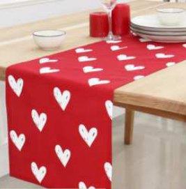 Printed Table Runner · St Patrick’s — Red / White Heart