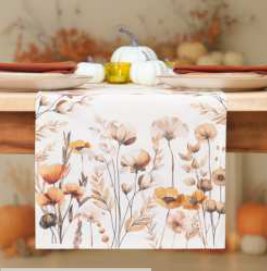 Fall Pumpkin Printed Table Runner — Autumn Bloom