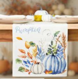 Fall Pumpkin Printed Table Runner — Hello Pumpkin Blue