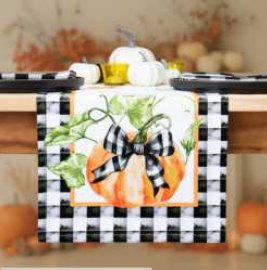Fall Pumpkin Printed Table Runner — Pumpkin Bow