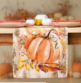 Fall Pumpkin Printed Table Runner — Pumpkin Stack Oak