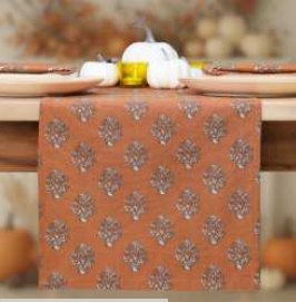 Fall Printed Table Runner — Goldenrod Rust