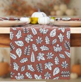 Fall Printed Table Runner — Pumpkin Stack Plaid Orange