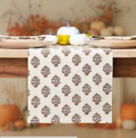 Fall Printed Table Runner — Goldenrod Beige