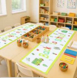 Printed Table Runner · Kids — Back To School