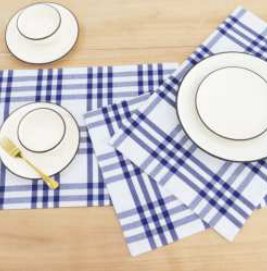 Placemat · Homestead Plaid · Fused — Blue/White
