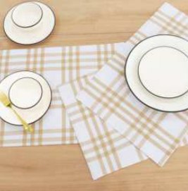 Placemat · Homestead Plaid · Fused — Beige/White