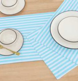 Stripe Placemat · Fused — Aqua Blue/White