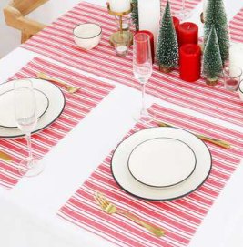 Placemat · Homestead Stripe — Red/White