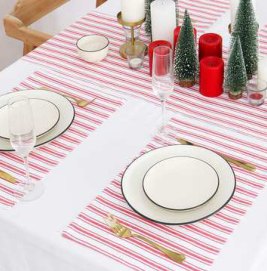 Placemat · Homestead Stripe — White/Red