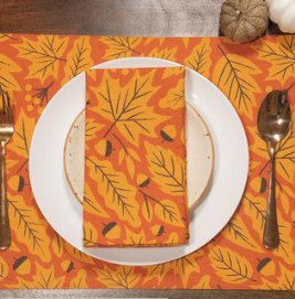 Fall / Autumn Leaves Printed Placemat — Yellow/Rust/Brown