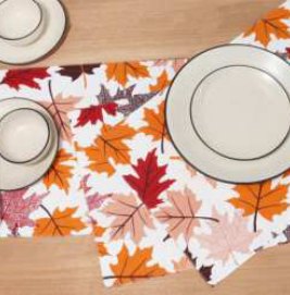 Fall / Autumn Leaves Printed Placemat — Rust/Gold/Brown