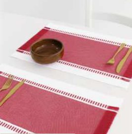 Ribbed Stripe Placemat — Red/White