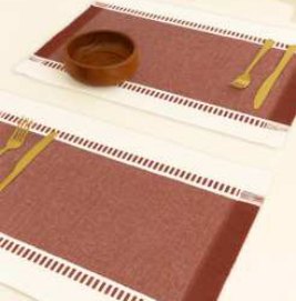 Ribbed Stripe Placemat — Rust/H. White