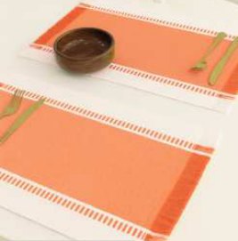 Ribbed Stripe Placemat — Orange/H. White