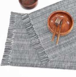 Ribbed Chambray Placemat — Mineral Gray/H. White