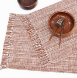 Ribbed Chambray Placemat — Rust/H. White