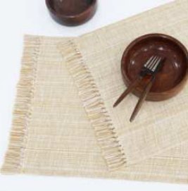 Ribbed Chambray Placemat — Beige/H. White