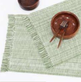 Ribbed Chambray Placemat — Sage Green/H. White