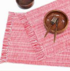 Ribbed Chambray Placemat — Red/H. White