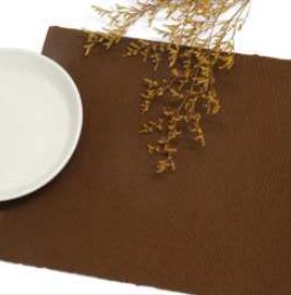 Solid Ribbed Placemat — Smoky Blue/H. White