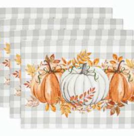 Fall Printed Placemats — Pumpkin Plaid-Orange