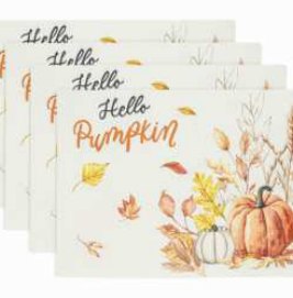 Fall Printed Placemats — Hello Pumpkin Orange