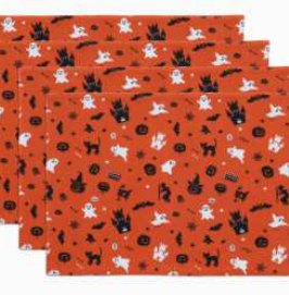 Placemat · Printed Halloween — Orange/Black