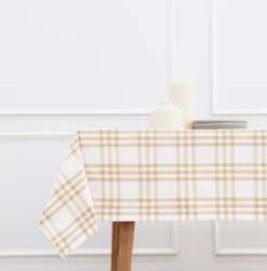 Table Cloth · Homestead Plaid — Beige/White