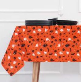 Table Cloth · Tartan Plaid — Orange/Black/White