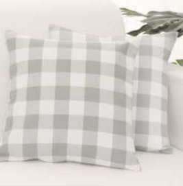 Throw Pillow Covers · Buffalo Checked — Grey/White