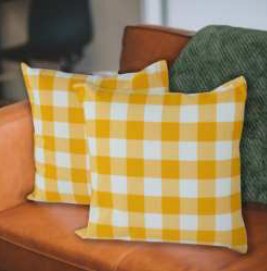 Throw Pillow Covers · Buffalo Checked — Honey Gold/White