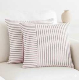 Double Pin Stripe Throw Pillow Cover — Brown / H. White