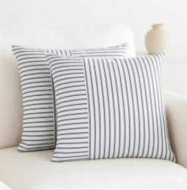 Double Pin Stripe Throw Pillow Cover — Black / H. White